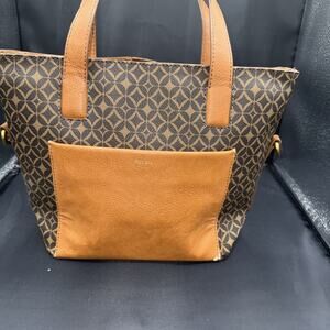 Fossil Darby Satchel or Tote. It is made of coated canvas